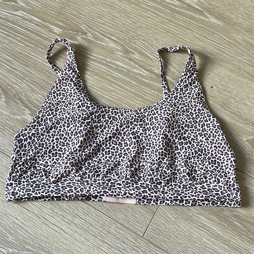 Fabletics Leopard Print Pink and Black Light Support Bralette